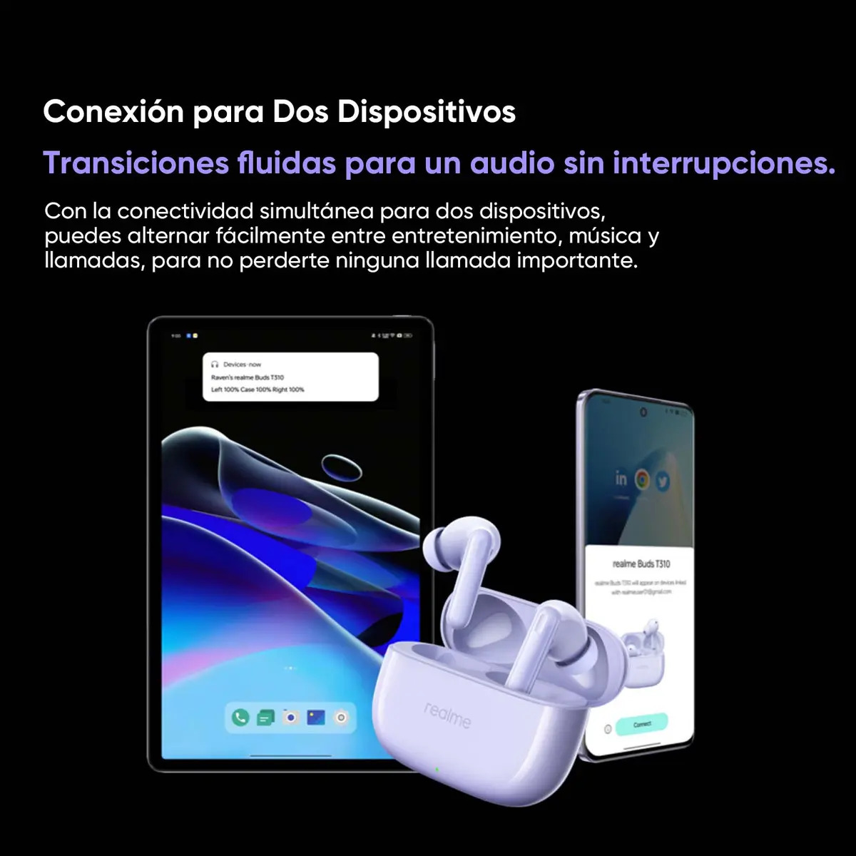 Realme Buds T310 Audífonos Inalámbricos 46db Anc - Imagem 8