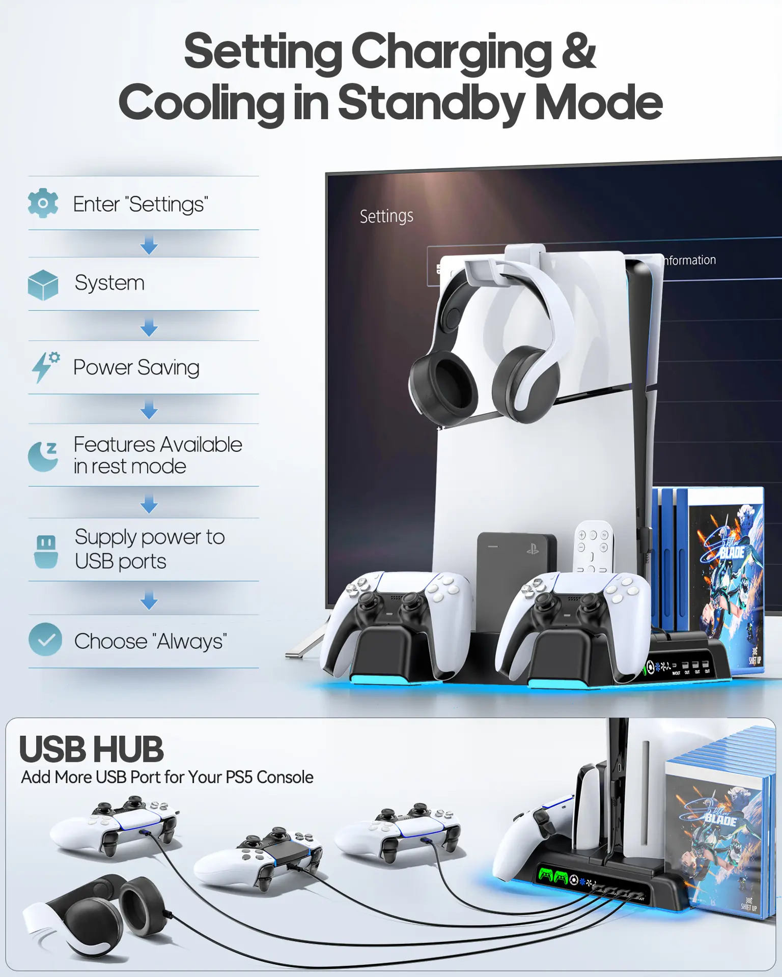 Carregador De Controle Para Ps5/ Slim/pro - Imagem 6