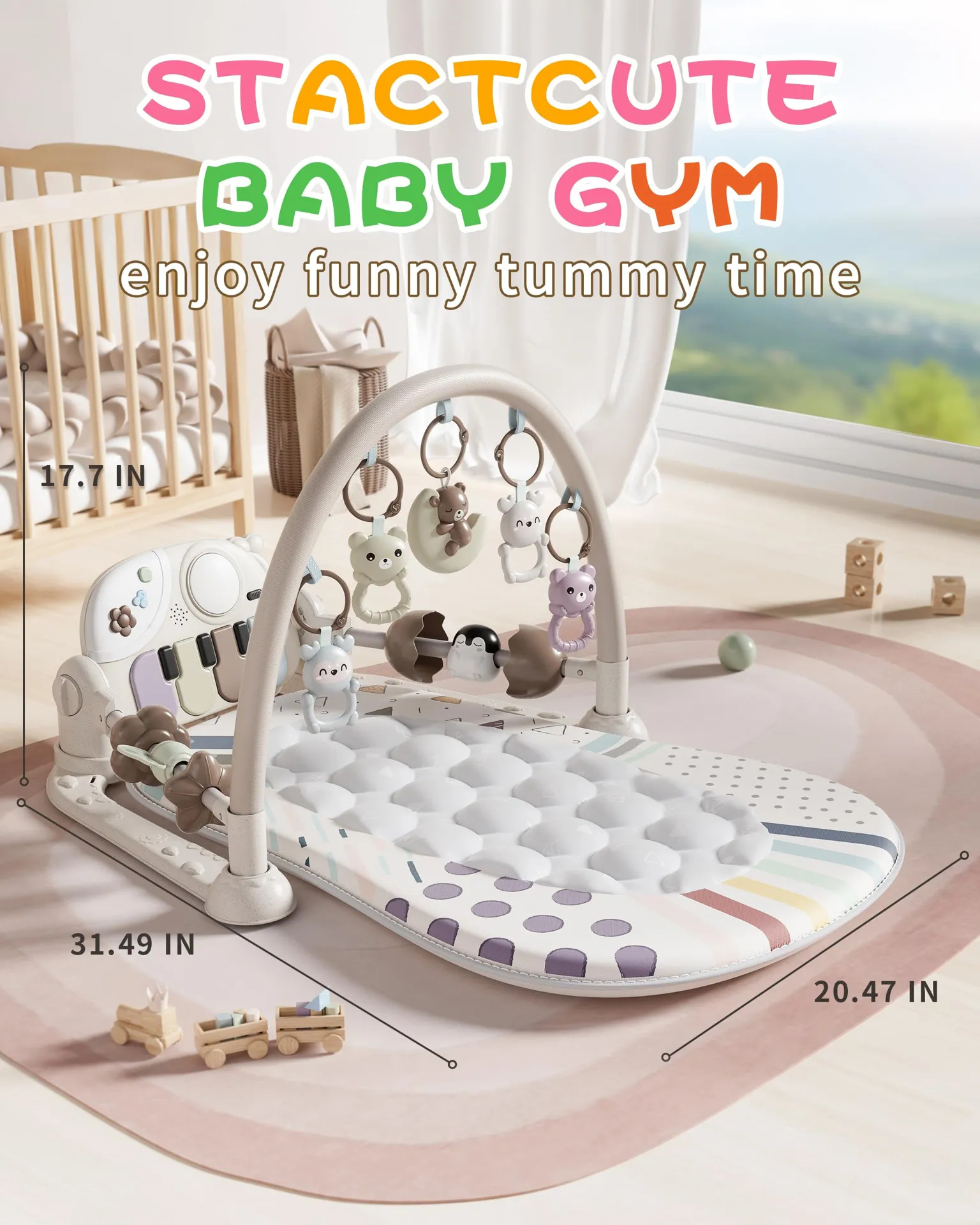 Ginásio De Atividades Bebê Stactcute Com Piano Multicolor - Imagem 6