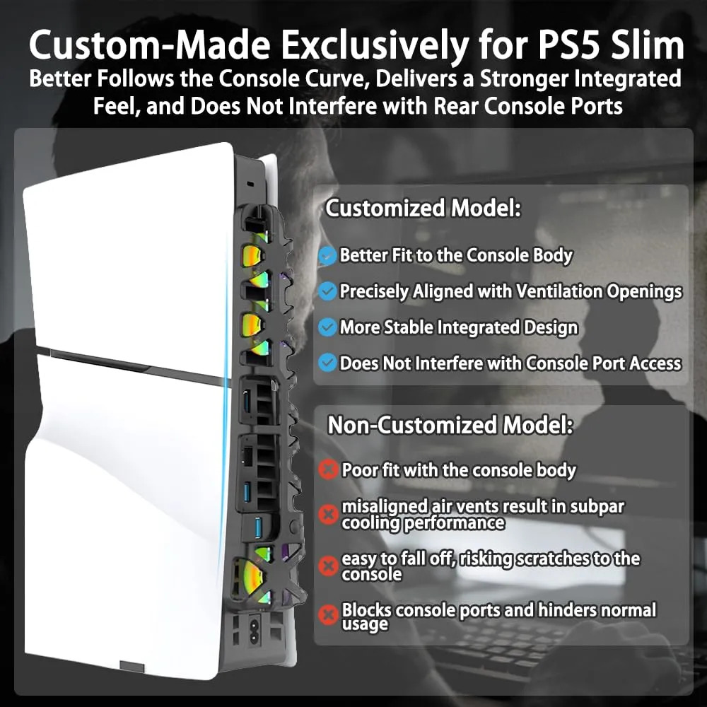 Ventoinha De Resfriamento Para Ps5 Slim Com Iluminação Rgb E - Imagem 3
