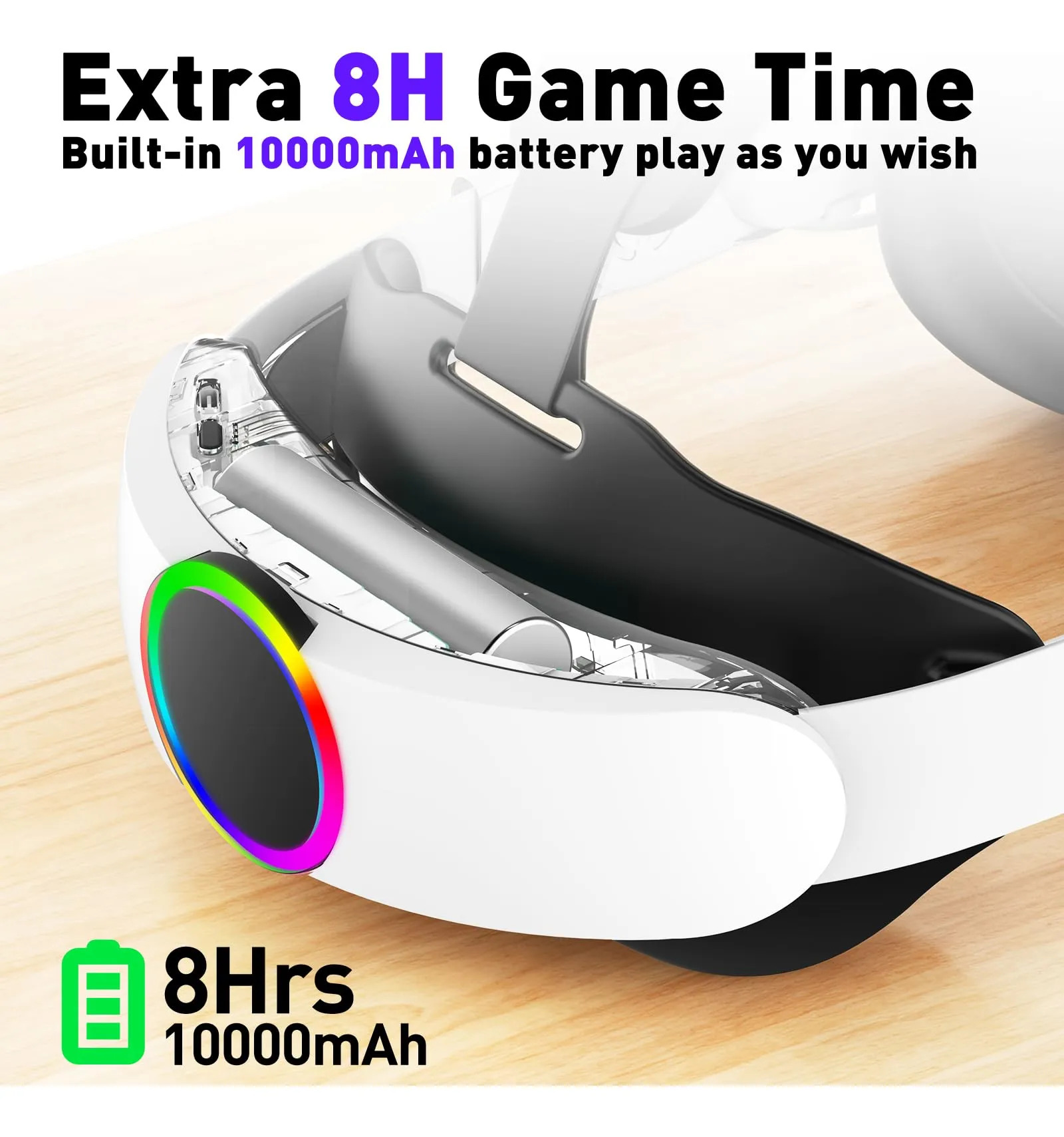 Alça De Cabeça Arocovr Rgb Para Oculus/meta Quest 2 Com 1000 - Imagem 2