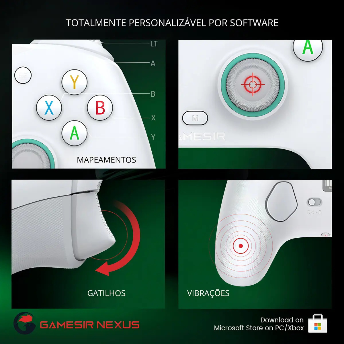 Controle GameSir G7 SE com Fio para Xbox One Series S X PC Hall Effect Botões Mecânicos Cor Branco - Imagem 4