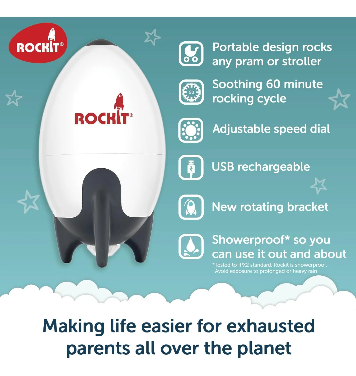 Rockit Baby Rocker Para Carrinho De Criança - Usb Recarregáv - Imagem 3