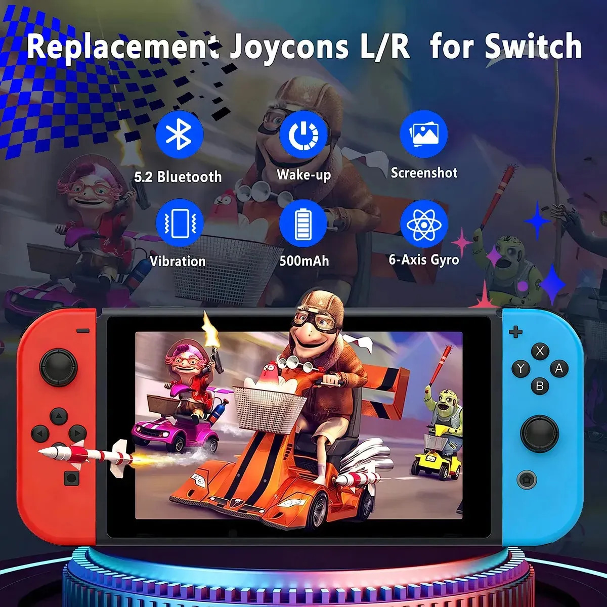 Pair Of Wireless Controllers Compatible With Switch1 Gray Cinza - Imagem 7