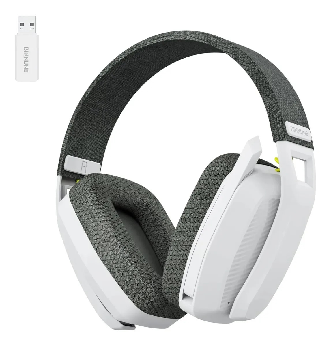 Fone de ouvido Headset gamer Binnune Bw06 Wireless Fone cinza para PC,PS,Mac USB 2.4Ghz,5.3Bluetooth com mic