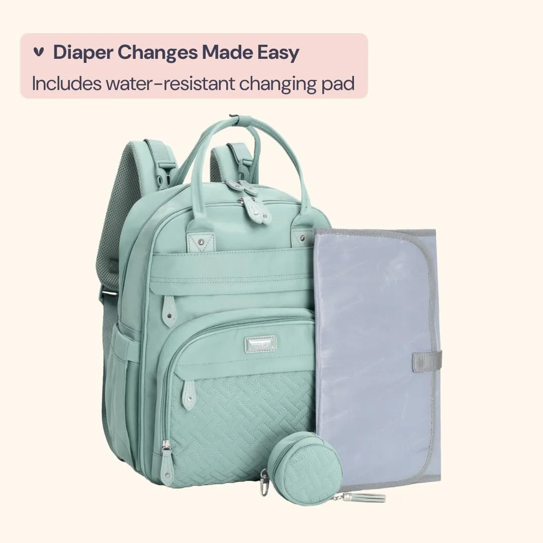 Mochila De Fraldas Babbleroo Resistente À Água Verde Sálvia - Imagem 8