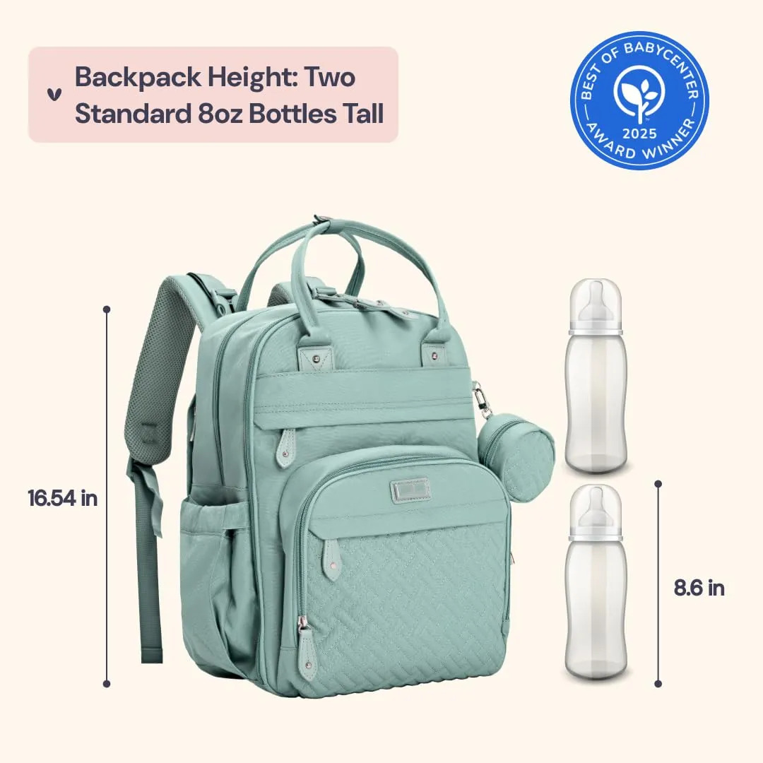 Mochila De Fraldas Babbleroo Resistente À Água Verde Sálvia - Imagem 3