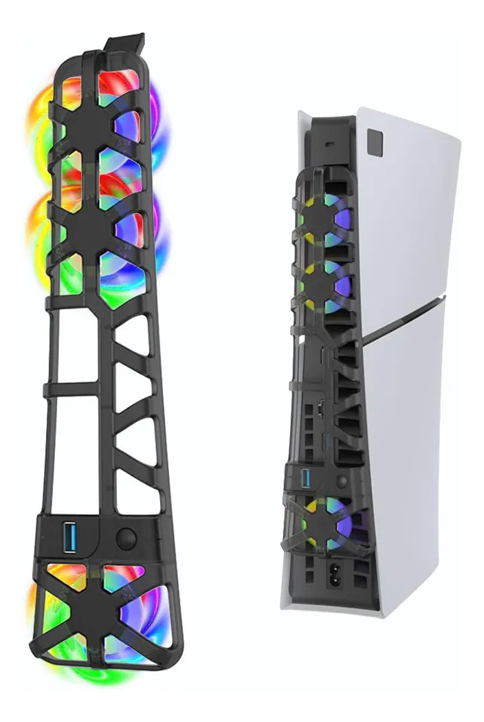 Ventoinha De Resfriamento Para Ps5 Slim Com Iluminação Rgb E