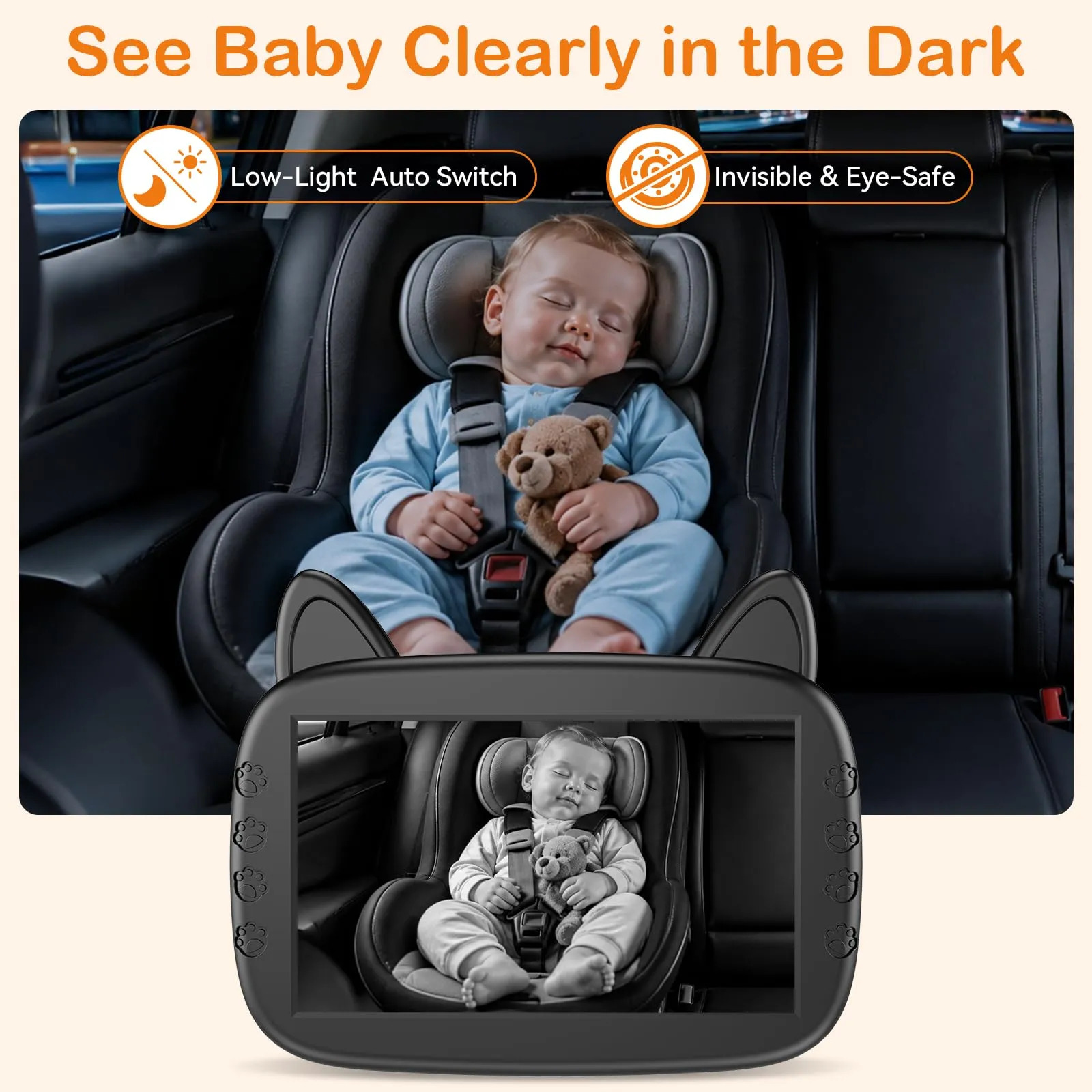 Câmera De Carro De Bebê Befumly Hd 1080p Com Visão Noturna Preto - Imagem 4