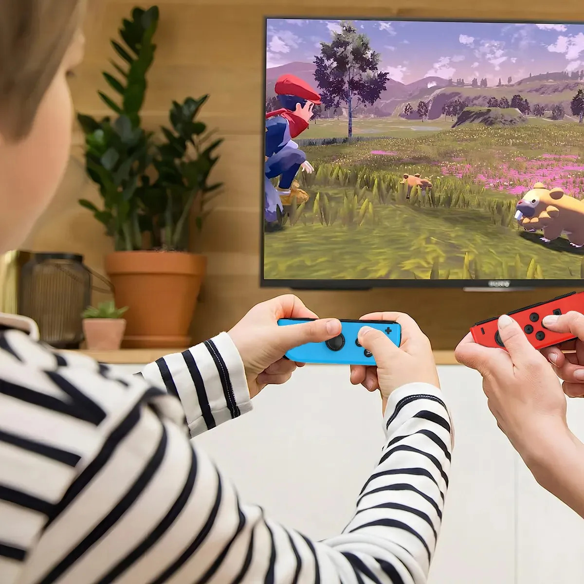 Controle Sem Fio Compatível Com Nintendo Switch Joycon Rosa - Imagem 3