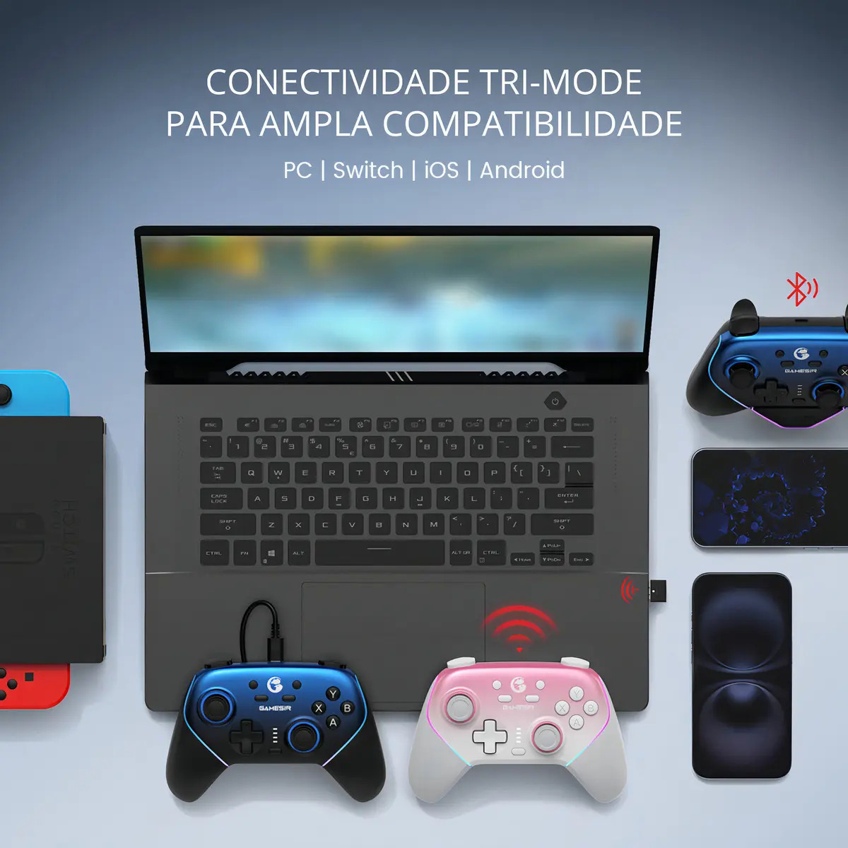 Controle Gamesir Super Nova Sem Fio Para Pc Switch iOS Android Celular Hall Effect Anti Drift RGB Preto - Imagem 5