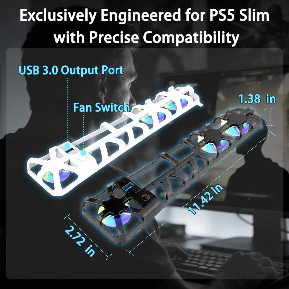 Ventoinha De Resfriamento Para Ps5 Slim Com Iluminação Rgb E - Imagem 6