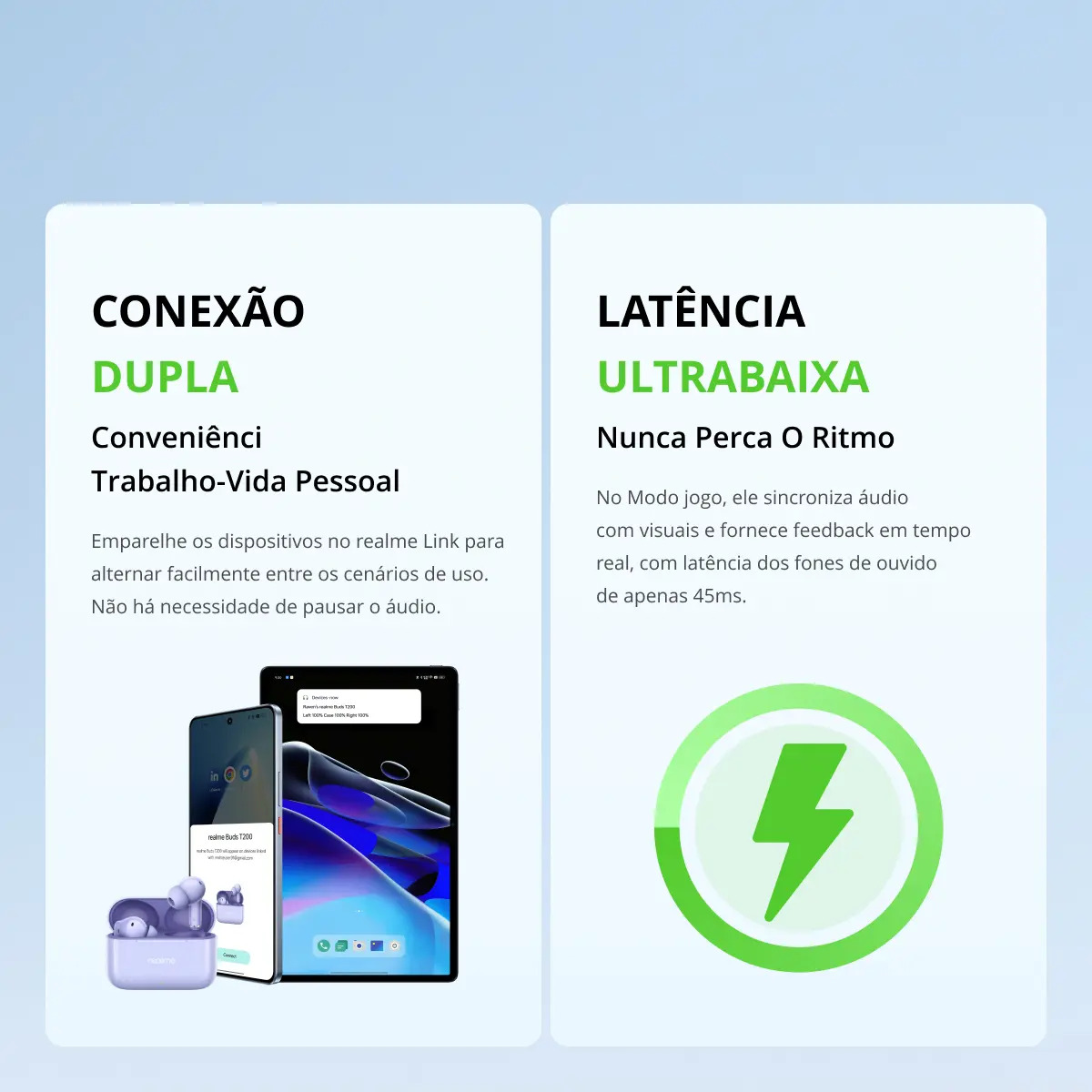 Fones de Ouvido Sem Fio Realme Buds T200 Branco - Imagem 6