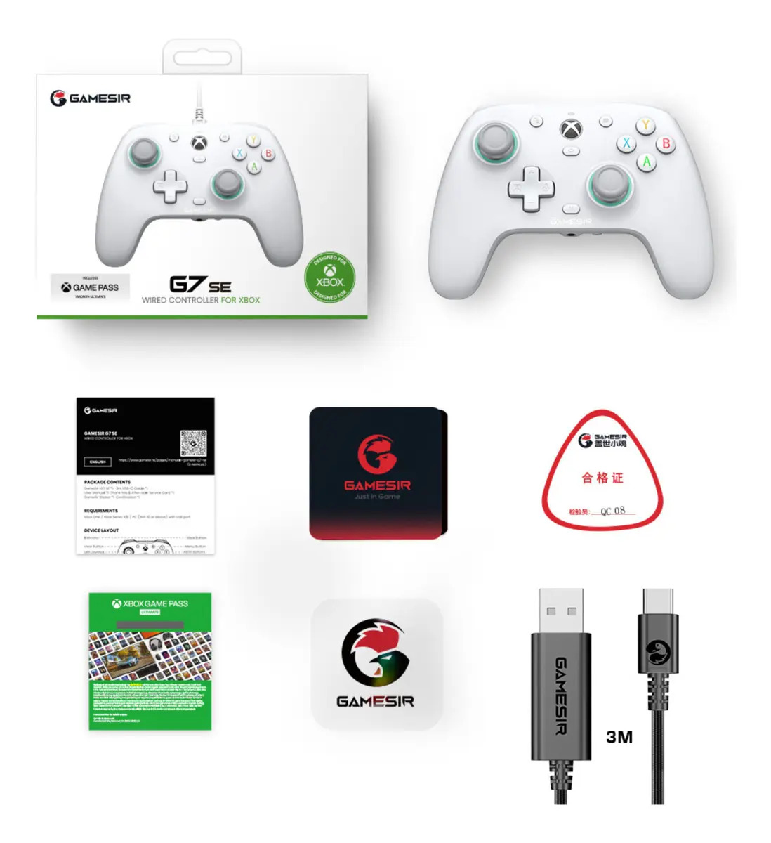Controle GameSir G7 SE com Fio para Xbox One Series S X PC Hall Effect Botões Mecânicos Cor Branco - Imagem 12