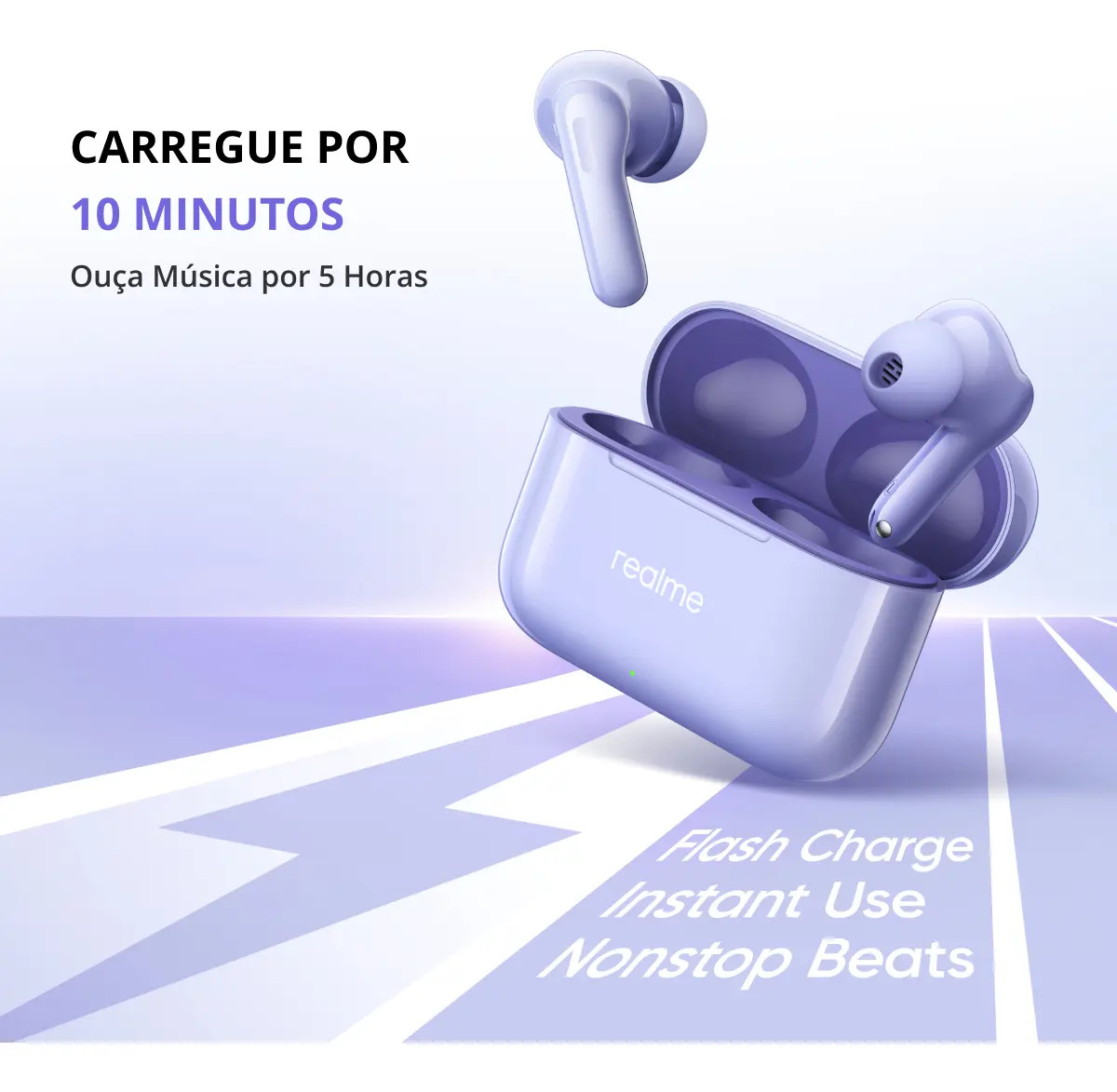 Fones de Ouvido Sem Fio Realme Buds T200 Branco - Imagem 3