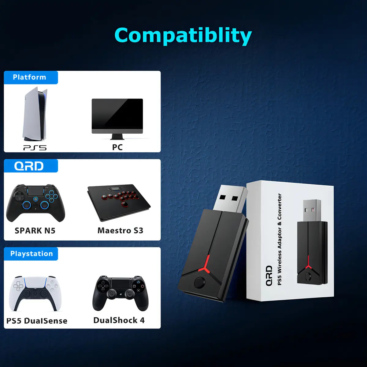 Adaptador E Conversor Sem Fio Para Ps5 Qrd Blackpill Ja0127 - Imagem 3
