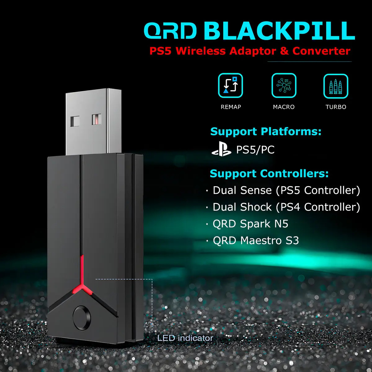 Adaptador E Conversor Sem Fio Para Ps5 Qrd Blackpill Ja0127 - Imagem 2