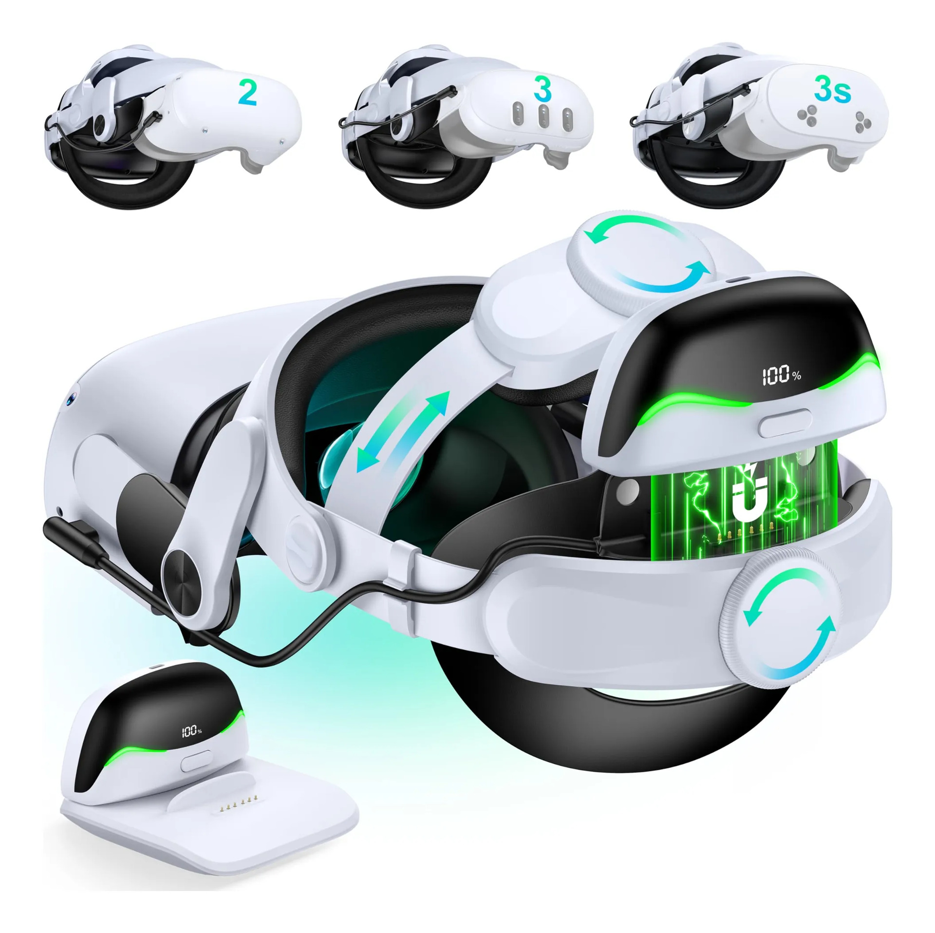 Alça De Cabeça Com Bateria Dxkk Para Oculus Quest 3/3s
