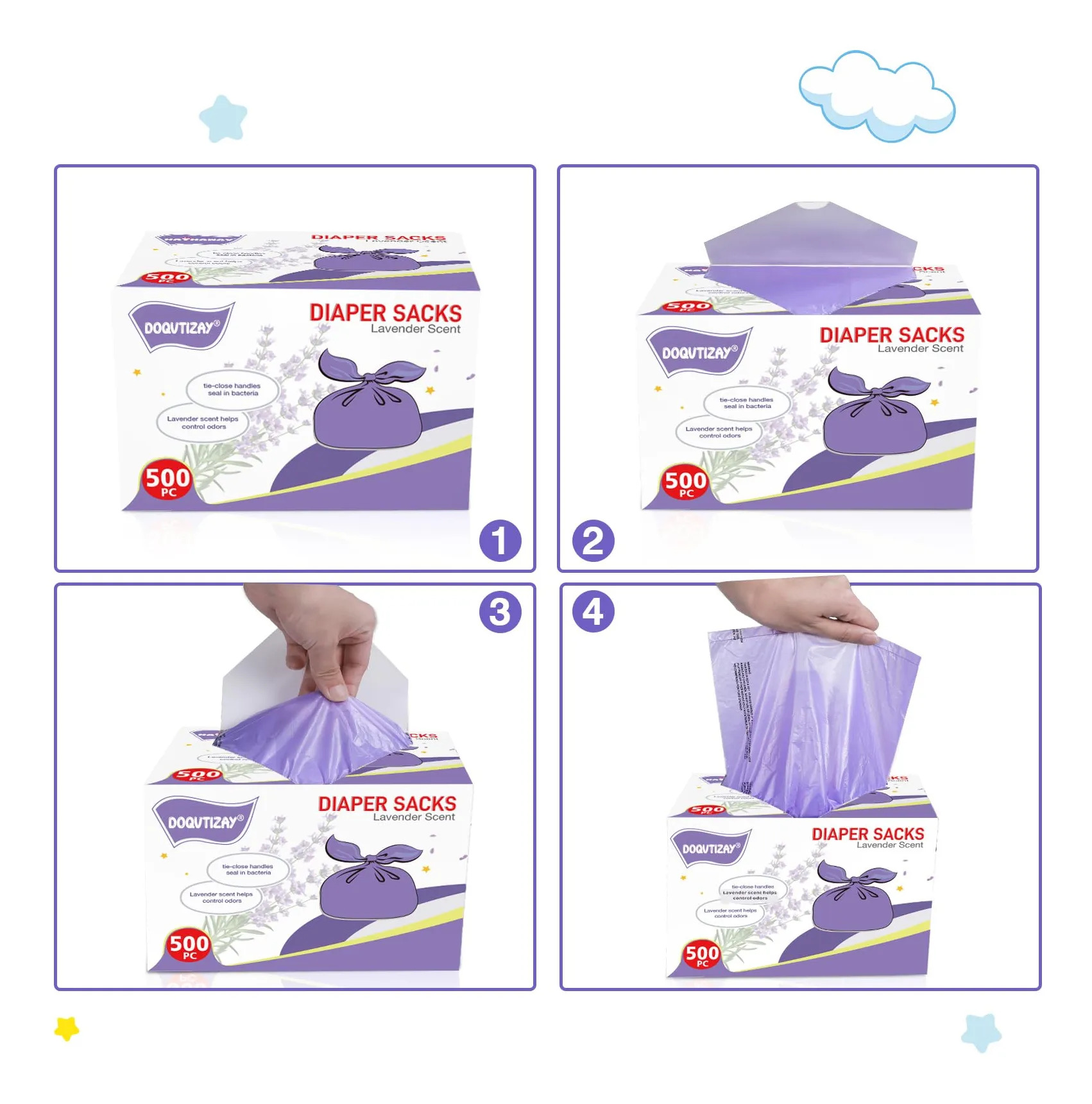 Sacos De Fraldas Doqvtizay Com Aroma De Lavanda 500 Unidade - Imagem 6