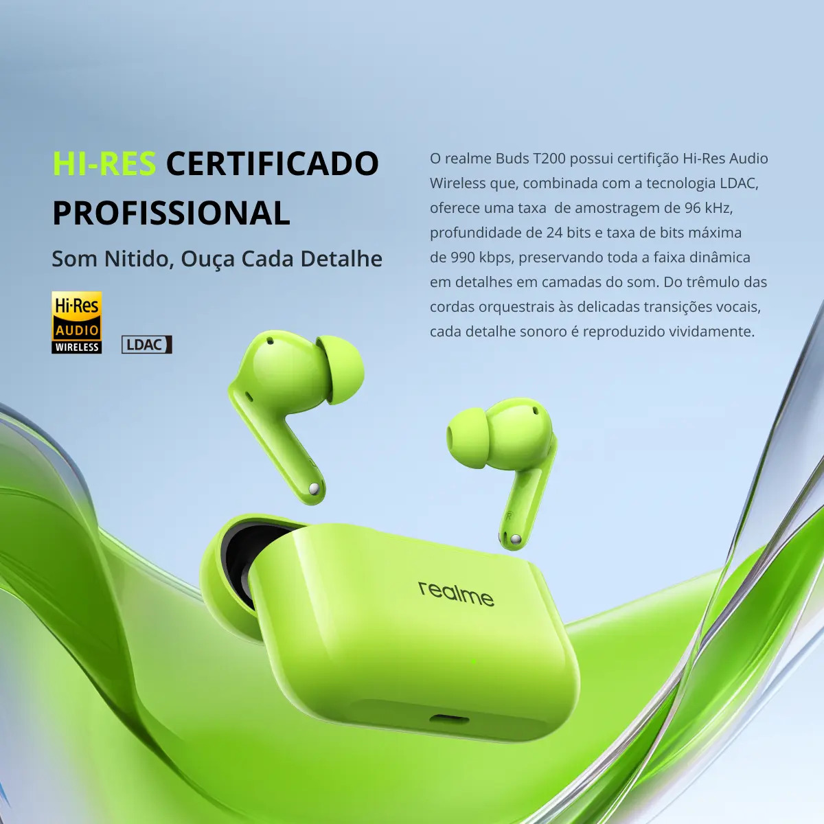 Fones de Ouvido Sem Fio Realme Buds T200 Branco - Imagem 4