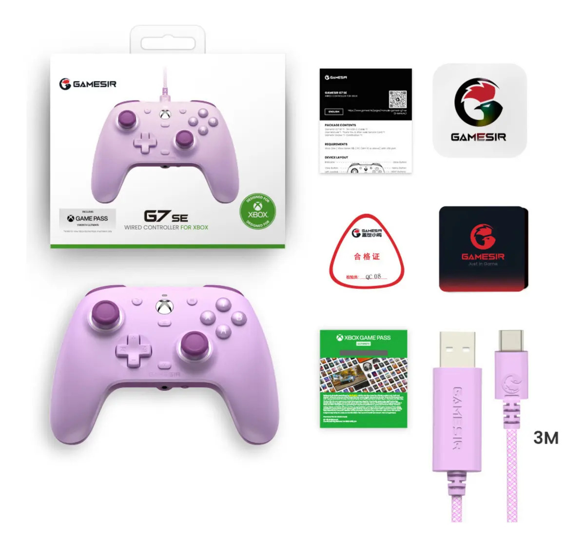 Controle GameSir G7 SE com Fio para Xbox One Series S X PC Hall Effect Botões Mecânicos Cor Roxa - Imagem 12