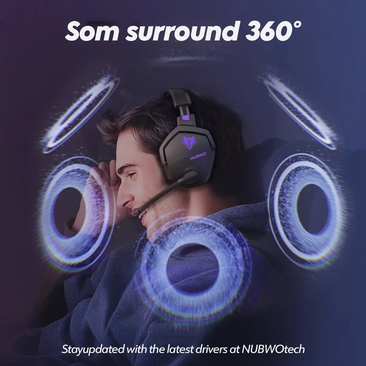 Fone de Ouvido Gamer Nubwo G06 Sem Fio c/ Som 7.1 e Bateria 100h - Imagem 6