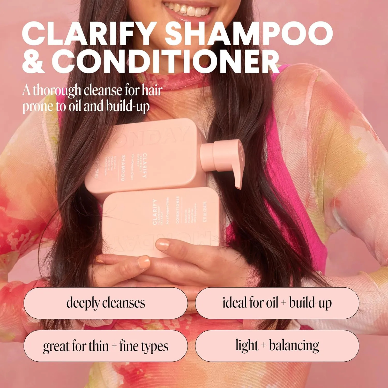 Monday Haircare Clarify Shampoo E Conditioner Set 12 Oz Fo - Imagem 2