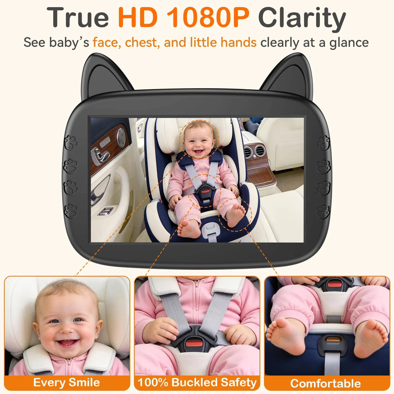 Câmera De Carro De Bebê Befumly Hd 1080p Com Visão Noturna Preto - Imagem 3