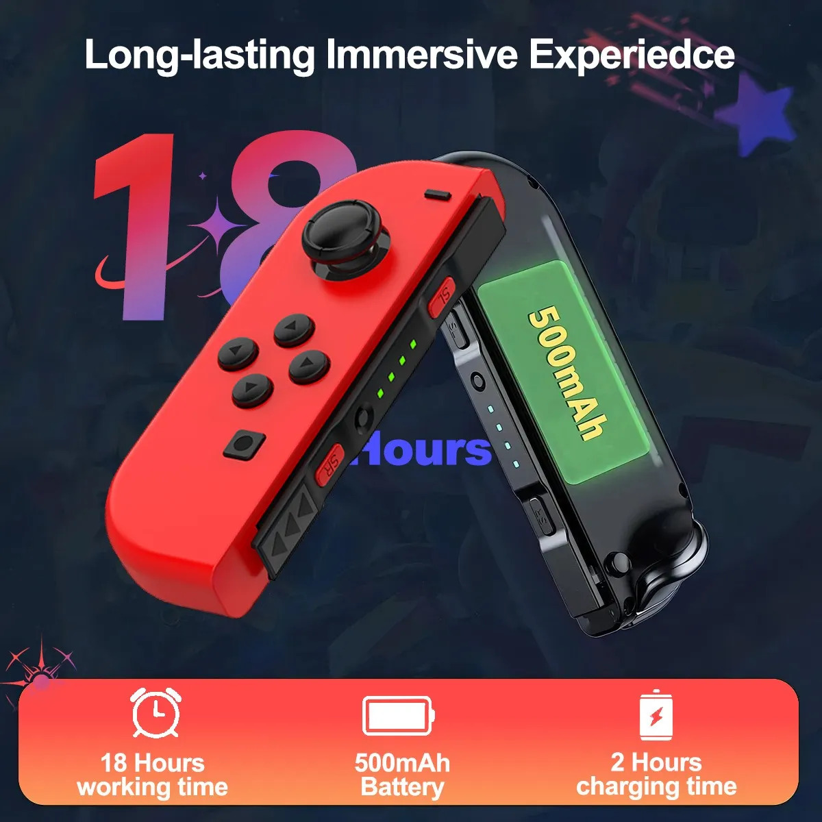 Controle Sem Fio Compatível Com Nintendo Switch Joycon Rosa - Imagem 4
