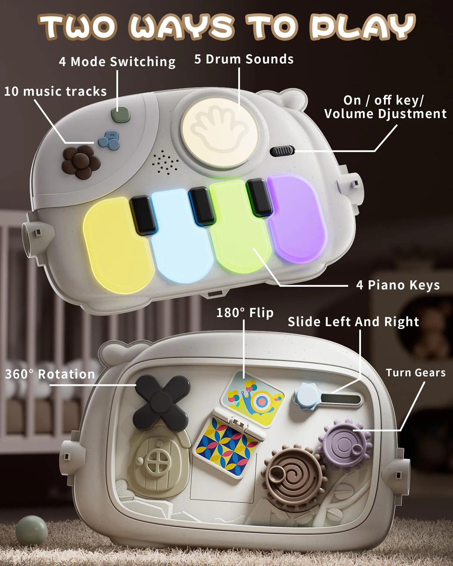 Ginásio De Atividades Bebê Stactcute Com Piano Multicolor - Imagem 3