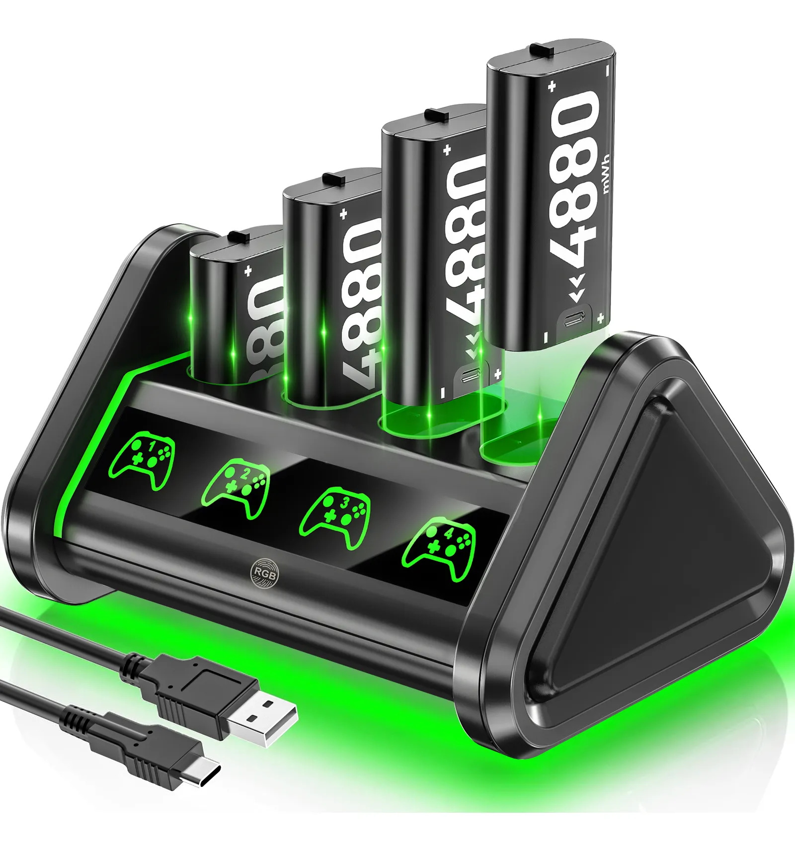 Carregador C 4 Baterias 4880mah P Xbox One Series