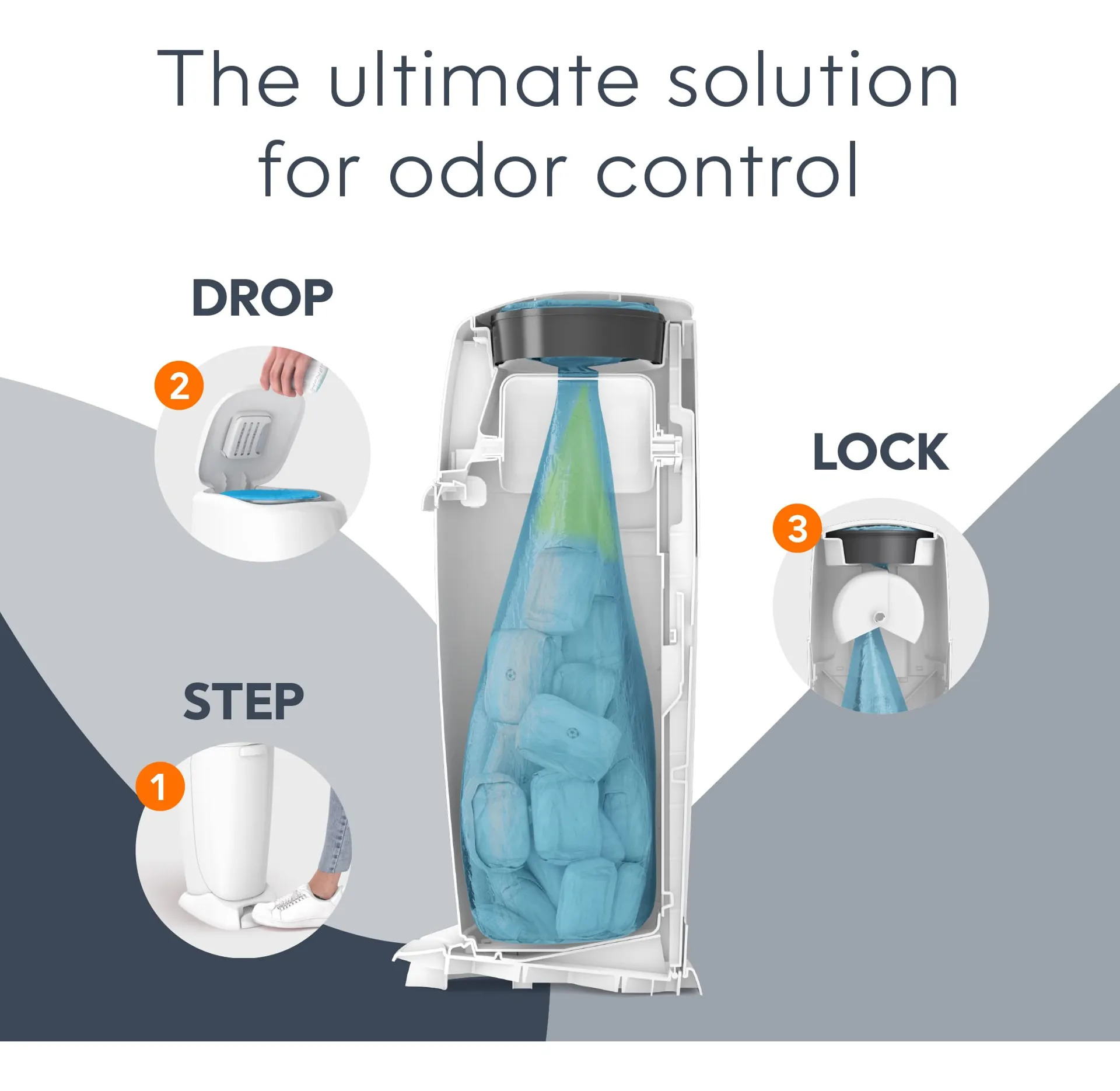 Balde Completo Diaper Genie Com Controle De Odor - Branco - Imagem 6