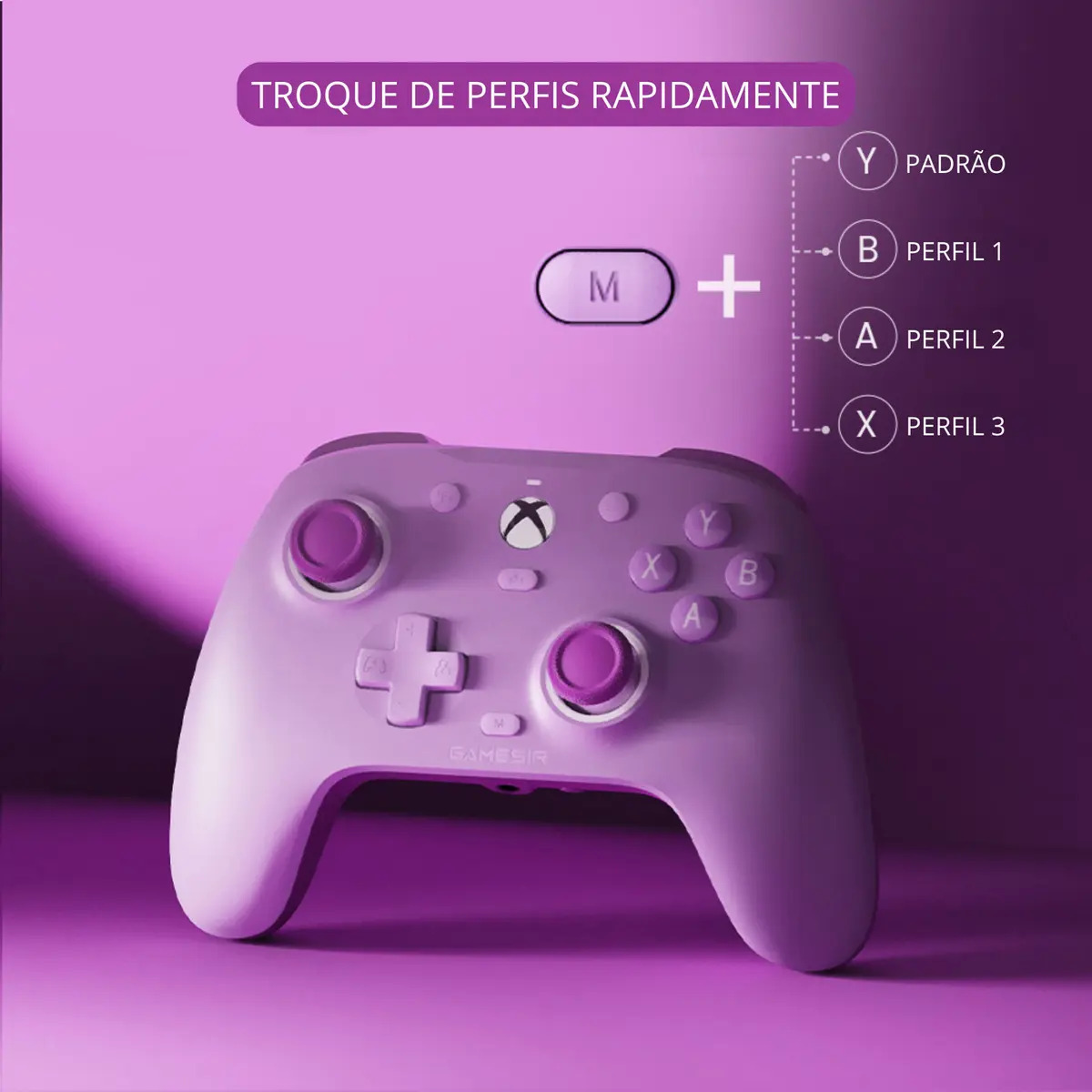 Controle GameSir G7 SE com Fio para Xbox One Series S X PC Hall Effect Botões Mecânicos Cor Roxa - Imagem 4
