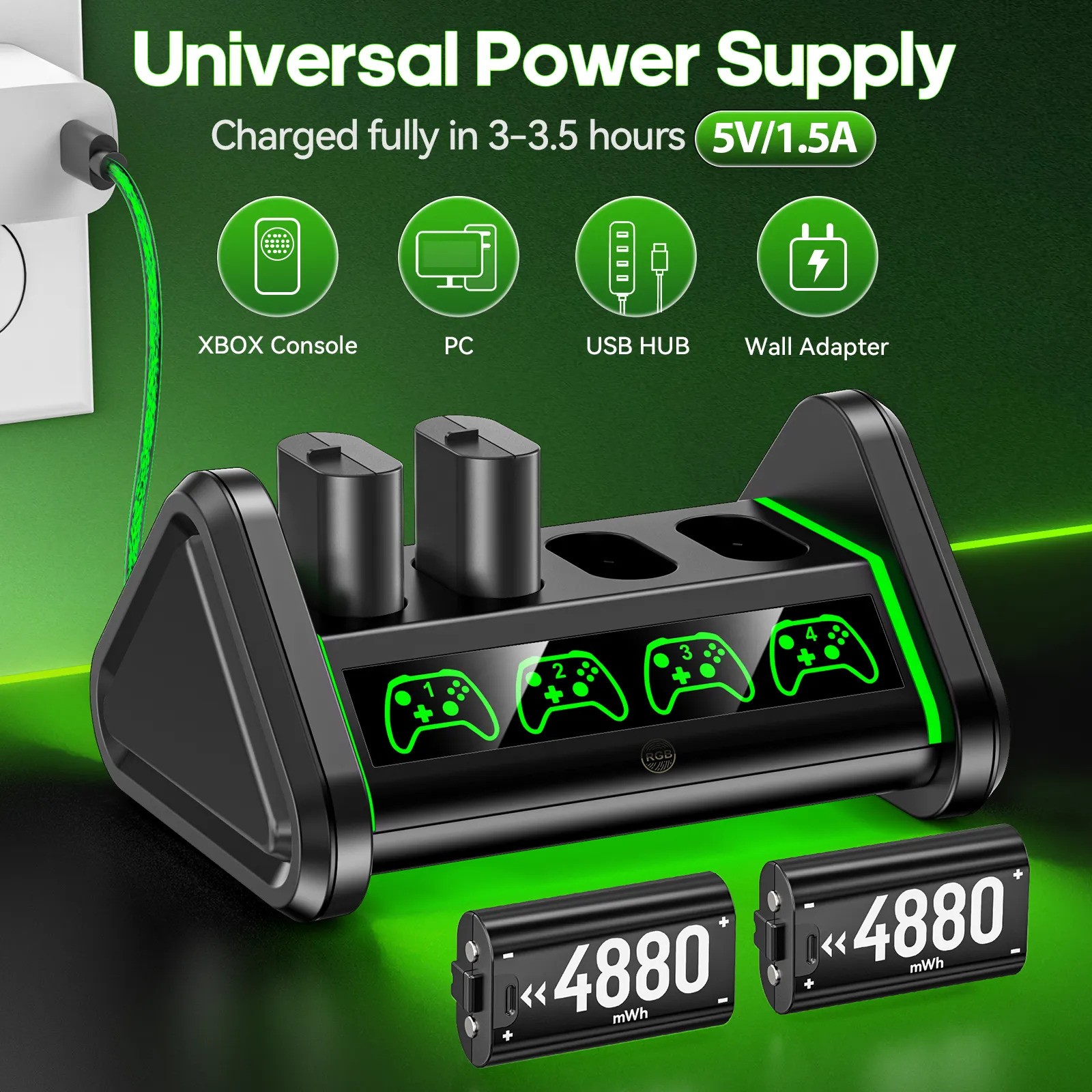 Carregador C 4 Baterias 4880mah P Xbox One Series - Imagem 3
