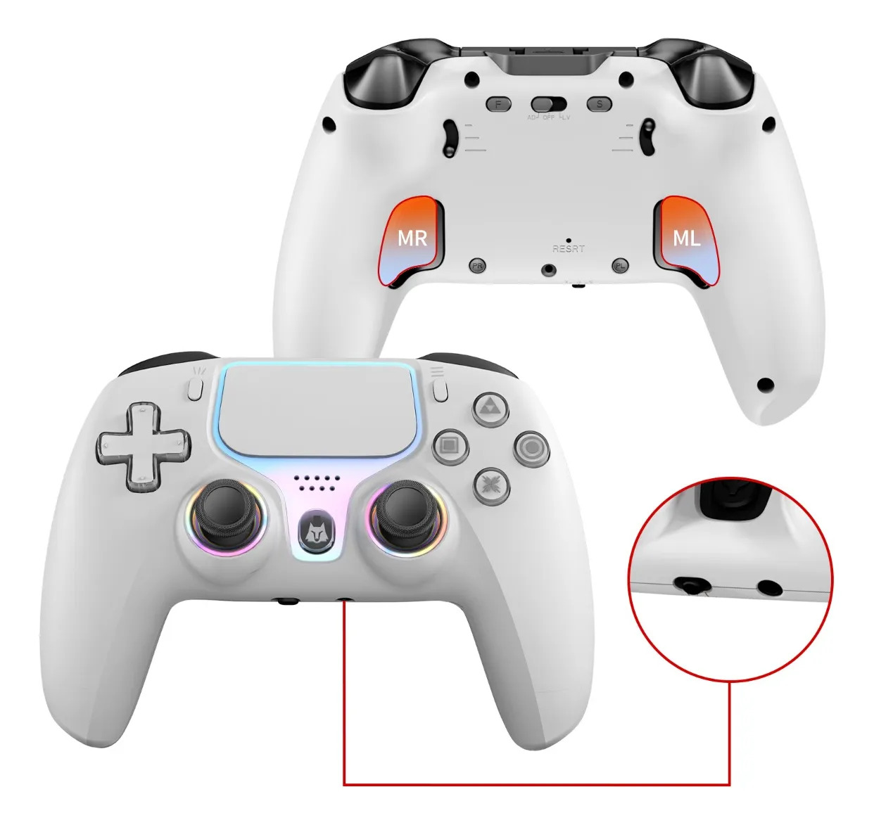 Controlador Wireless Nbcp W-1 Para Ps5 Ps5 Pro Slim E Pc