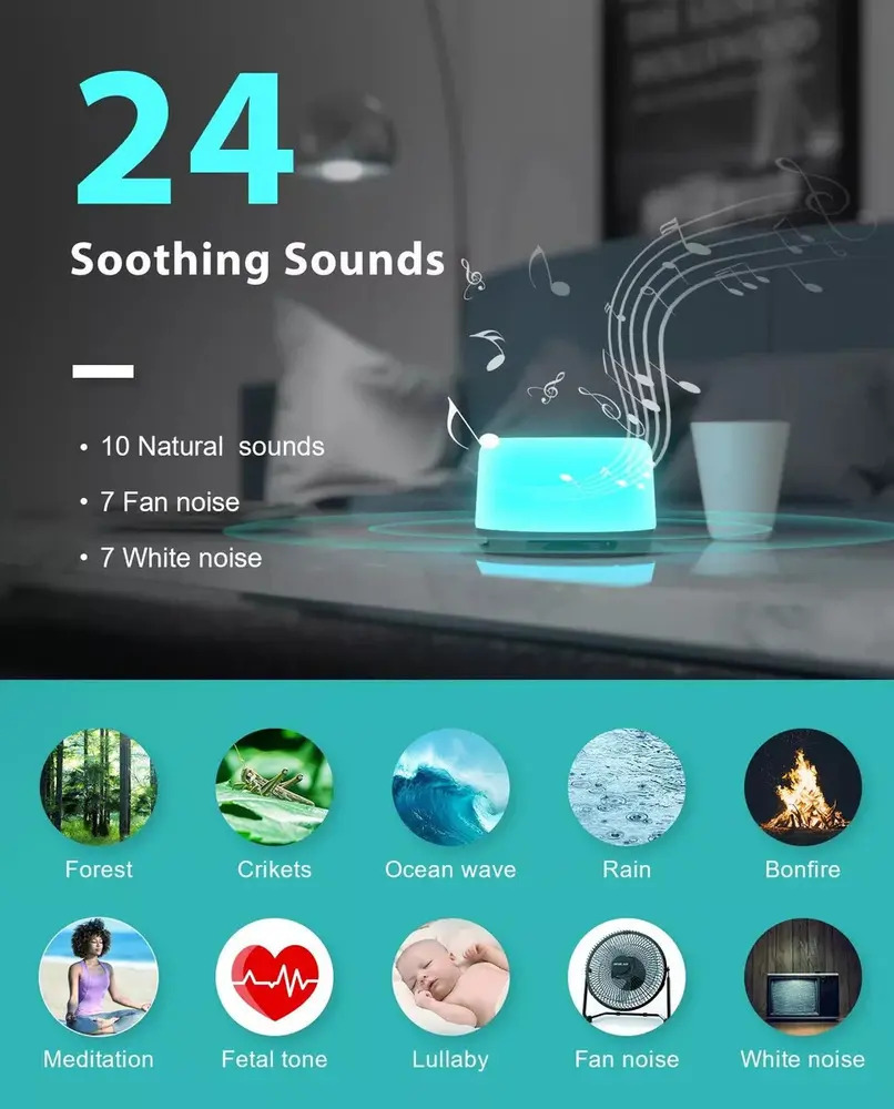 ~ Máquina Portátil De Ruído Branco Para Dormir De Bebê Com - Imagem 3