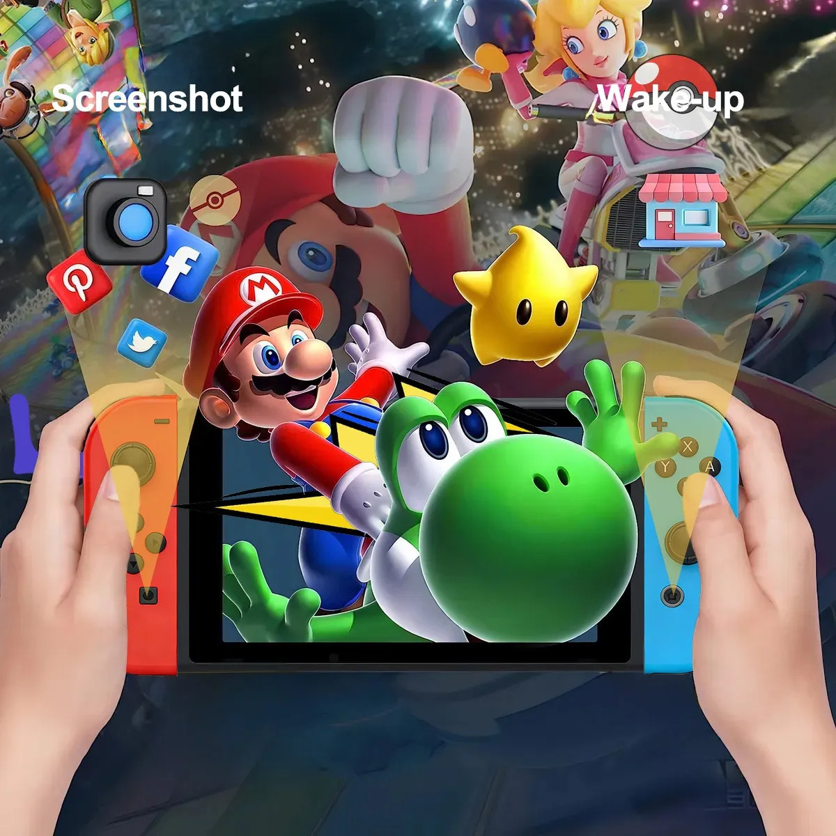 Controle Sem Fio Compatível Com Nintendo Switch Joycon Rosa - Imagem 5