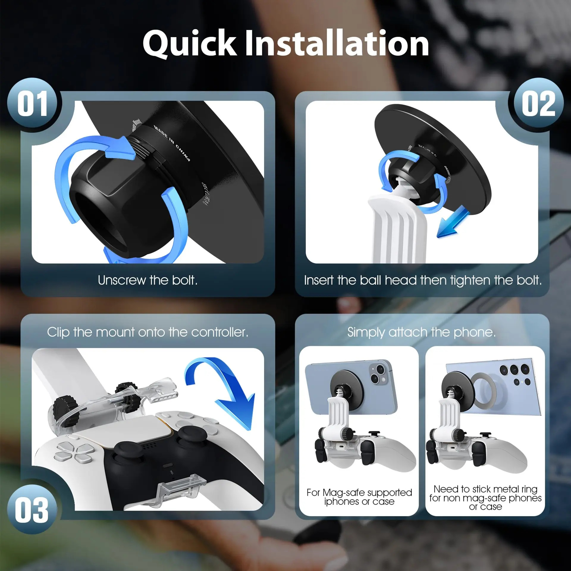 Magnetic Controller Phone Mount Clip For Ps5 Dualsense - Imagem 7