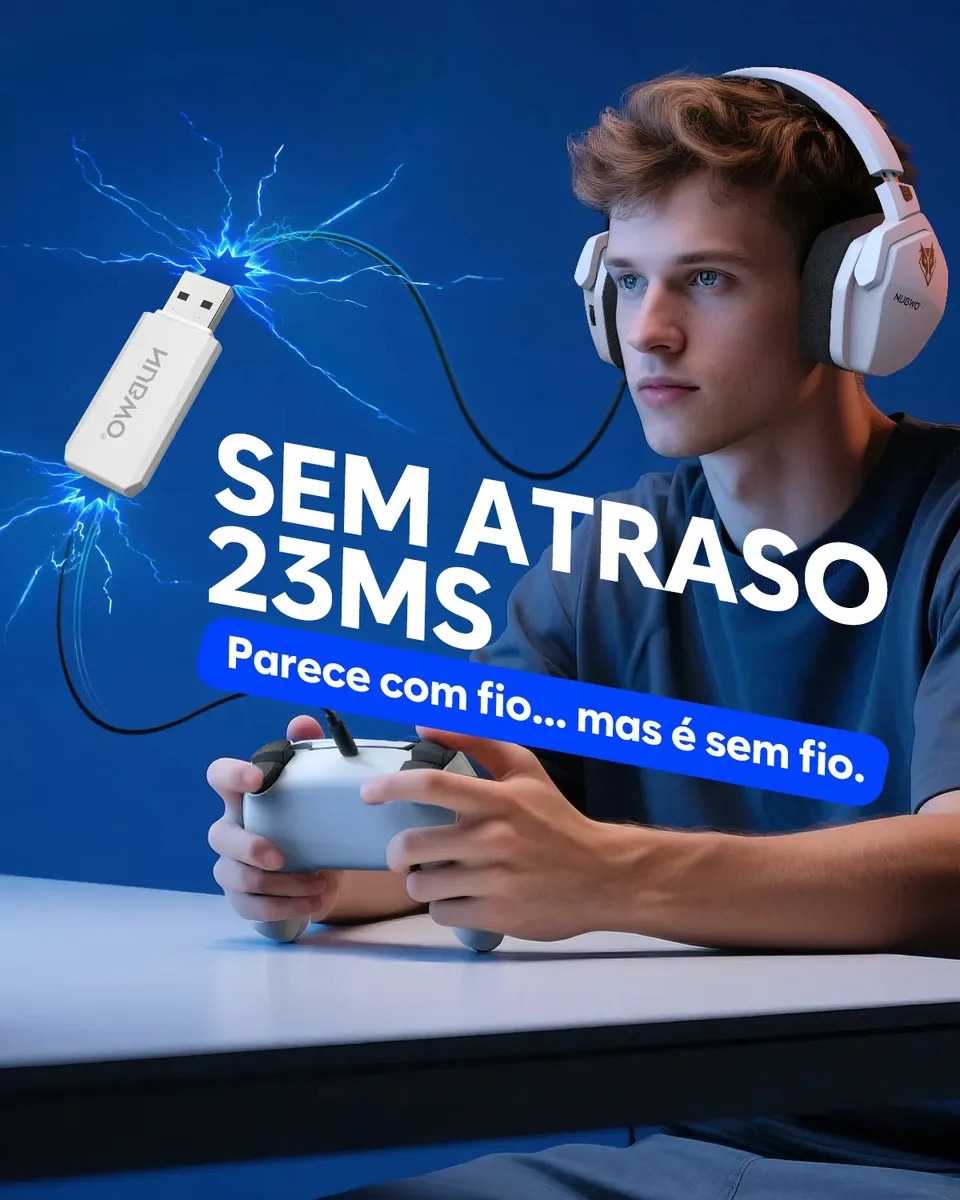Wireless Headset Nubwo G06 Fone Gamer 2.4ghz Usb Bluetooth Wireless Latencia Baja 23ms Sonido 7.1 Bateria 100h Para PC/PS4/PS5/Xbox - Imagem 2