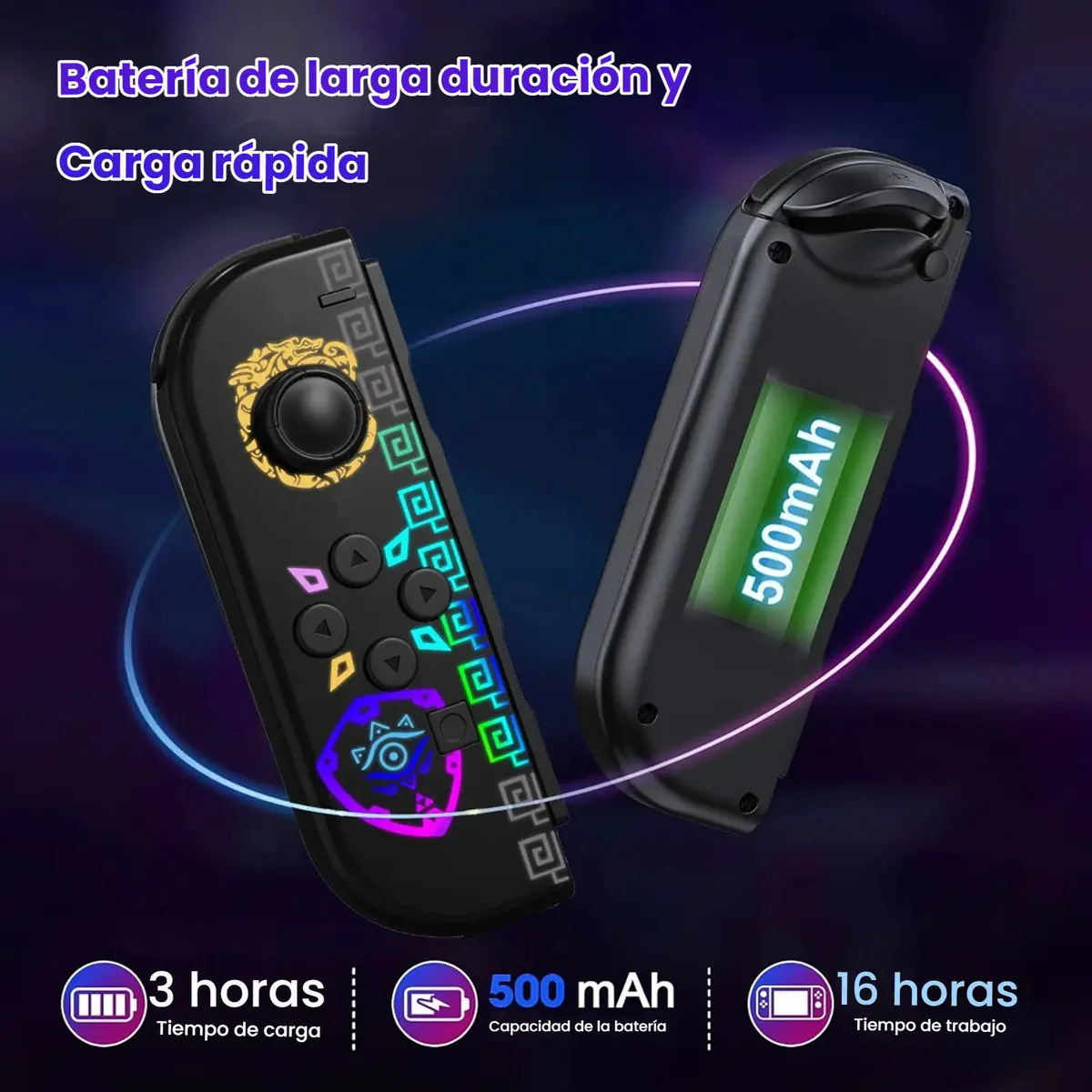 Controle CNJcon Joy-Con (L) e (R) sem Fio RGB para Nintendo Switch com Sensor de Vibração - Imagem 3