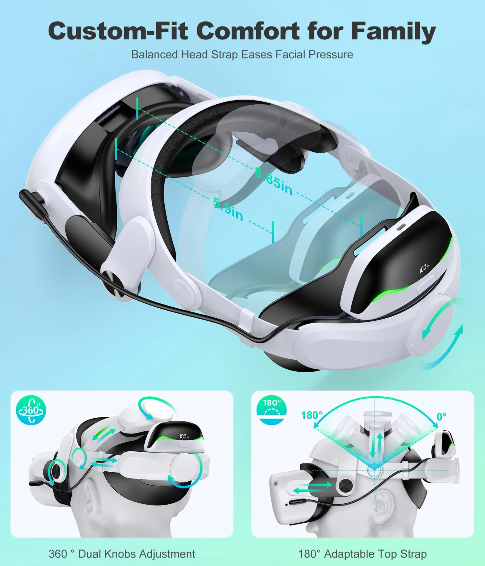 Alça De Cabeça Com Bateria Dxkk Para Oculus Quest 3/3s - Imagem 6