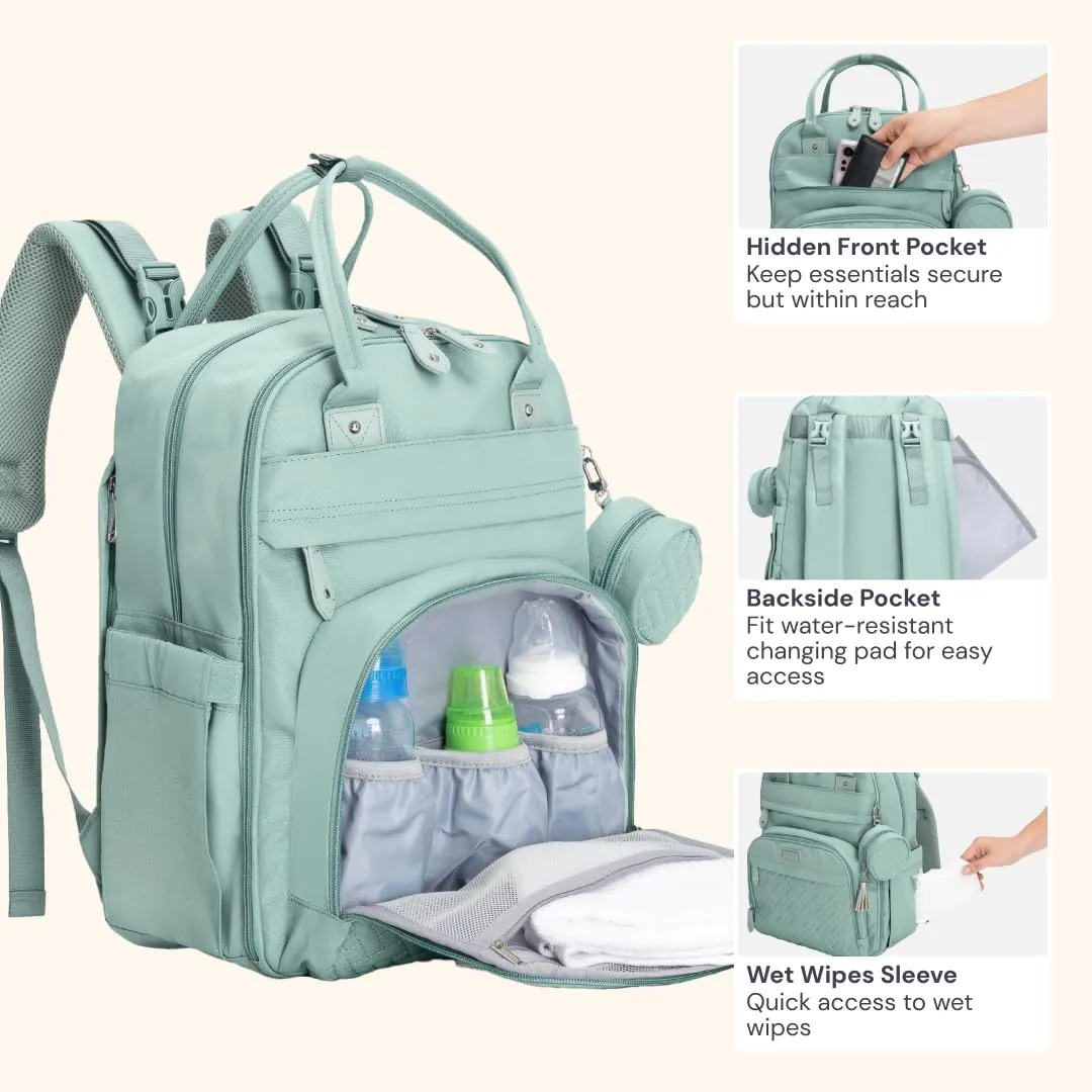 Mochila De Fraldas Babbleroo Resistente À Água Verde Sálvia - Imagem 6