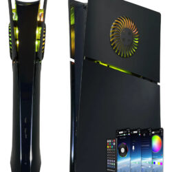Placas De Cobertura Dobewingdelou Para Ps5 Slim Com Luz Rgb Preto Florido